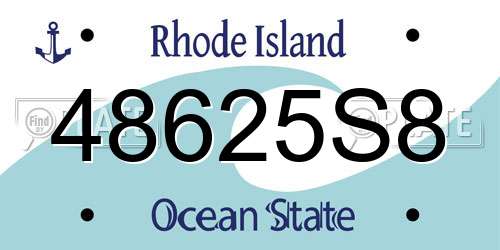 48625S8 Rhode Island License Plate