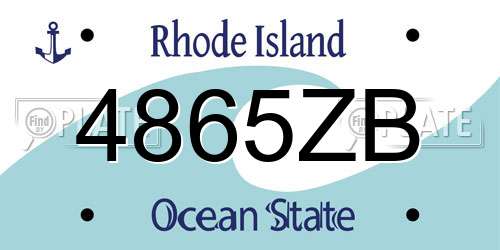4865ZB Rhode Island License Plate