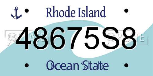 48675S8 Rhode Island License Plate