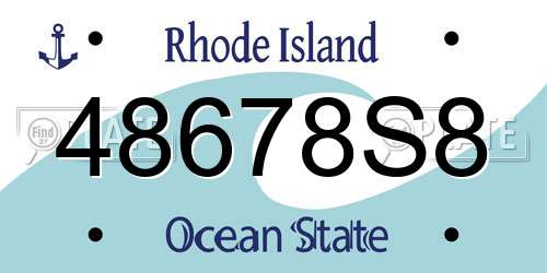 48678S8 Rhode Island License Plate