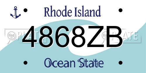 4868ZB Rhode Island License Plate