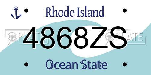 4868ZS Rhode Island License Plate