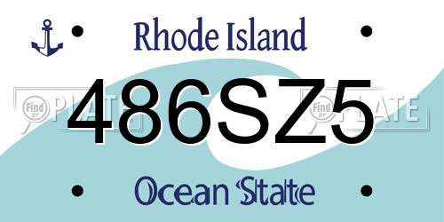 486SZ5 Rhode Island License Plate