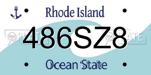 486SZ8 Rhode Island License Plate