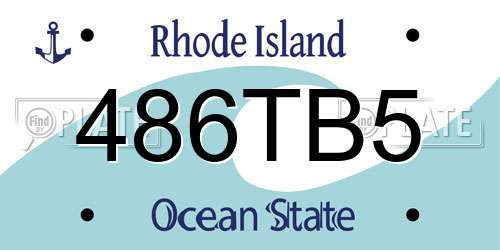 486TB5 Rhode Island License Plate