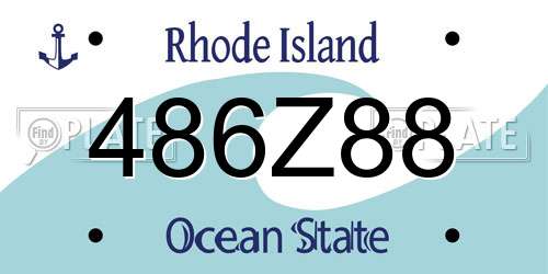 486Z88 Rhode Island License Plate