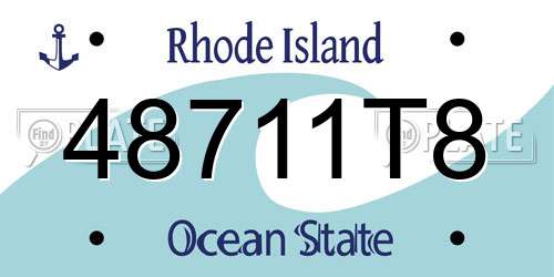 48711T8 Rhode Island License Plate