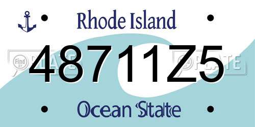 48711Z5 Rhode Island License Plate