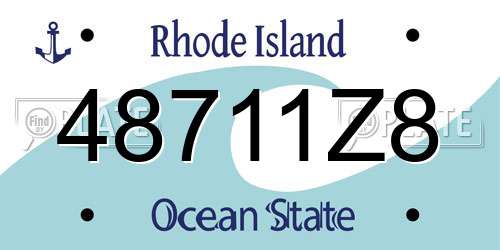48711Z8 Rhode Island License Plate