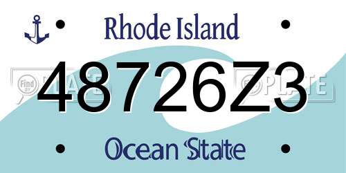 48726Z3 Rhode Island License Plate