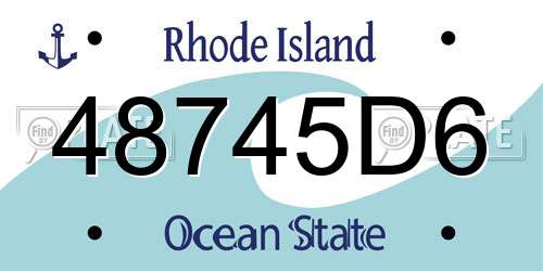 48745D6 Rhode Island License Plate
