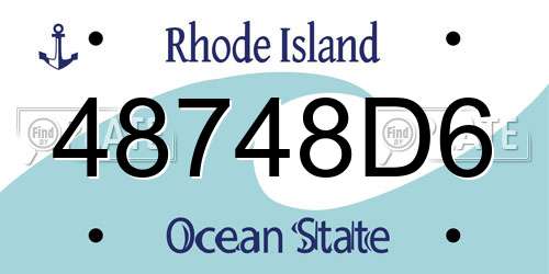48748D6 Rhode Island License Plate