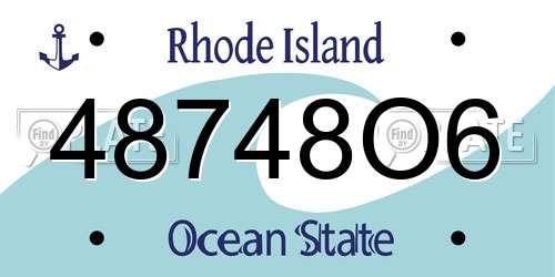 48748O6 Rhode Island License Plate