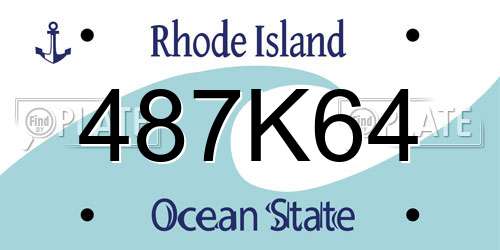 487K64 Rhode Island License Plate