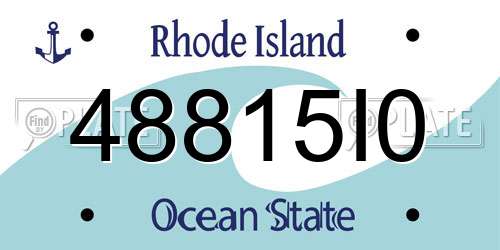 48815I0 Rhode Island License Plate