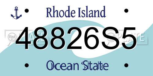 48826S5 Rhode Island License Plate