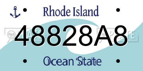 48828A8 Rhode Island License Plate