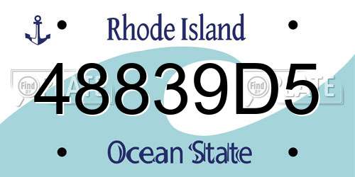 48839D5 Rhode Island License Plate