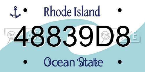48839D8 Rhode Island License Plate