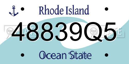 48839Q5 Rhode Island License Plate
