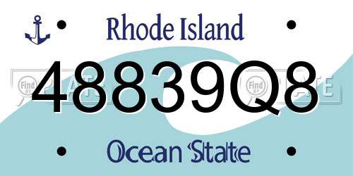 48839Q8 Rhode Island License Plate