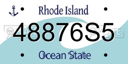 48876S5 Rhode Island License Plate
