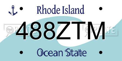 488ZTM Rhode Island License Plate