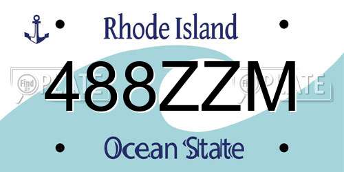 488ZZM Rhode Island License Plate