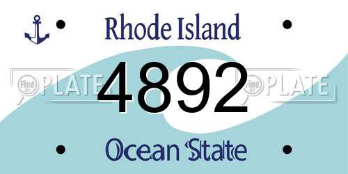 4892 Rhode Island License Plate