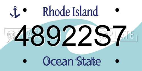 48922S7 Rhode Island License Plate