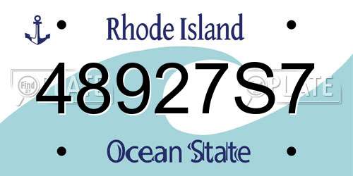 48927S7 Rhode Island License Plate