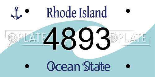 4893 Rhode Island License Plate