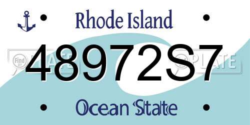 48972S7 Rhode Island License Plate