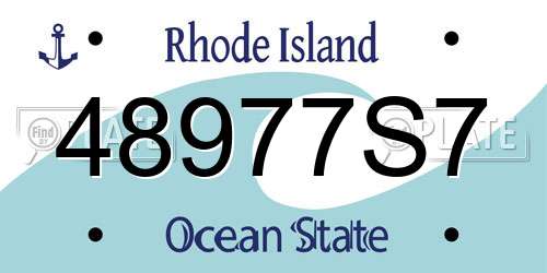 48977S7 Rhode Island License Plate