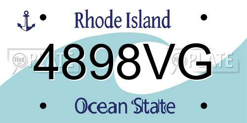 4898VG Rhode Island License Plate