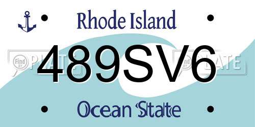 489SV6 Rhode Island License Plate