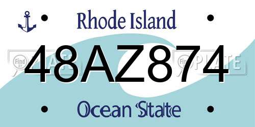 48AZ874 Rhode Island License Plate