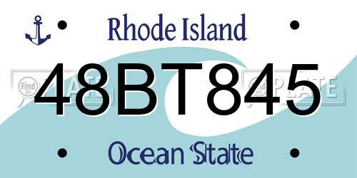 48BT845 Rhode Island License Plate
