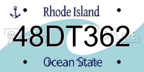 48DT362 Rhode Island License Plate