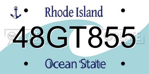 48GT855 Rhode Island License Plate