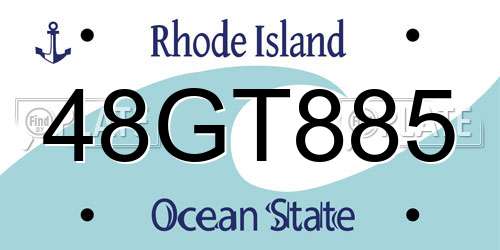 48GT885 Rhode Island License Plate