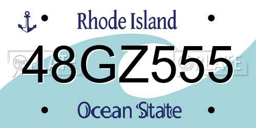 48GZ555 Rhode Island License Plate