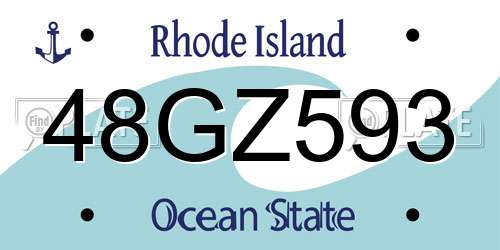 48GZ593 Rhode Island License Plate