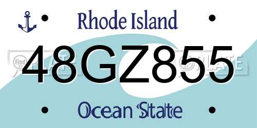 48GZ855 Rhode Island License Plate