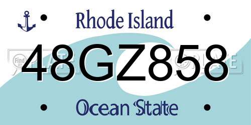 48GZ858 Rhode Island License Plate