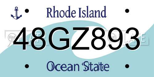 48GZ893 Rhode Island License Plate
