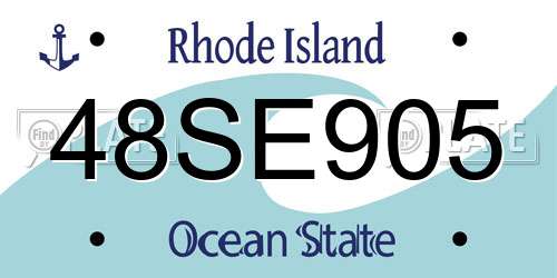 48SE905 Rhode Island License Plate