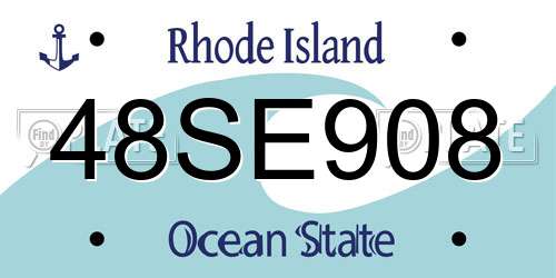 48SE908 Rhode Island License Plate