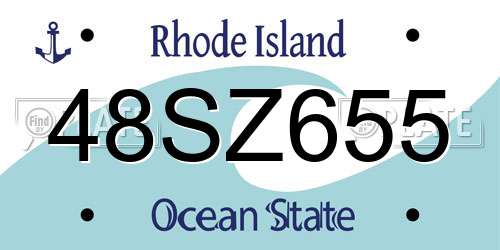 48SZ655 Rhode Island License Plate