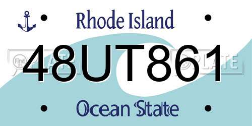 48UT861 Rhode Island License Plate